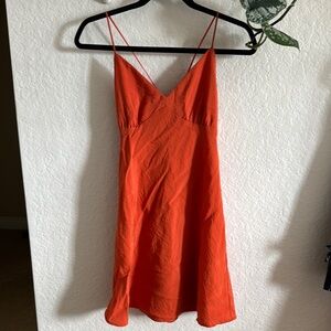 Vibrant Orange Mini Slip Dress